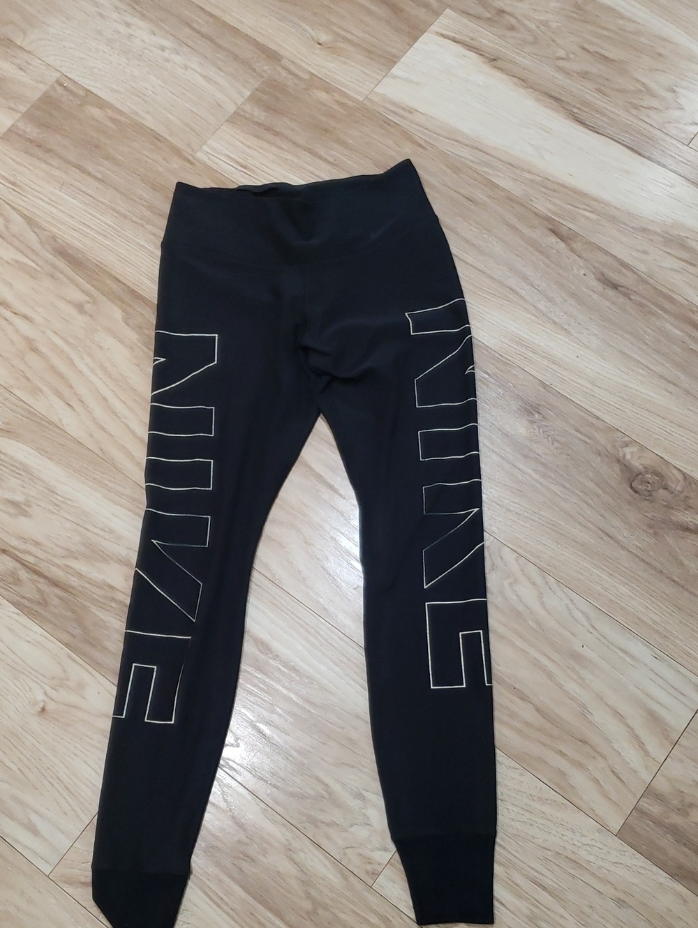 Black Nike Dri-fit Power Lengend Training Leggings Small Logo On Legs